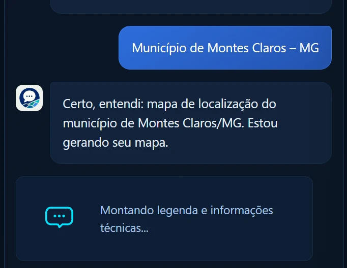 GeraMAP confirmando o mapa de localização e iniciando a geração